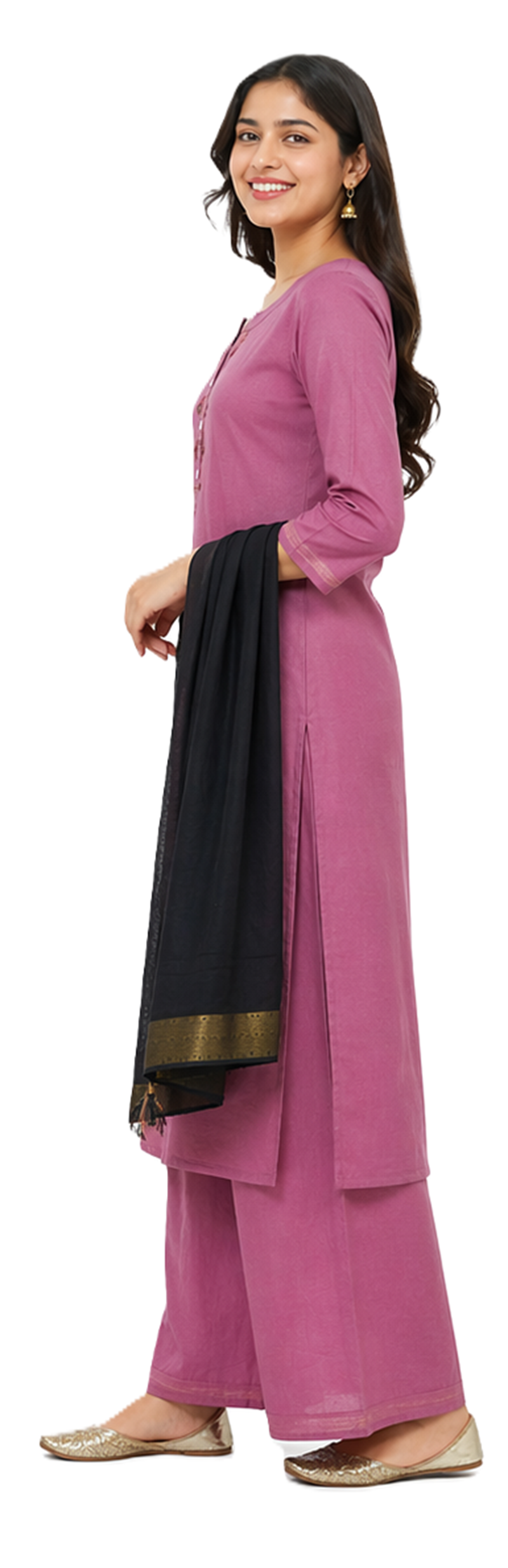 Slub Cotton kurti plazo dress with dupatta, best in summer