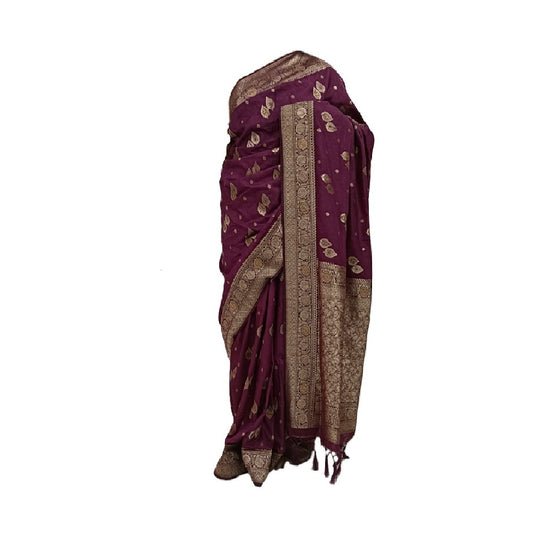 Saree for women wedding collection Dola silk (Plum Colour) 6 Mtr