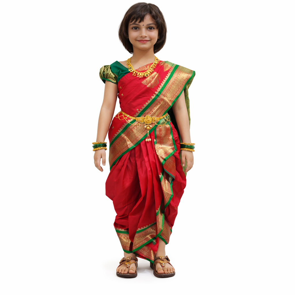 Girls nauvaari saree Art Silk wedding and festival collection