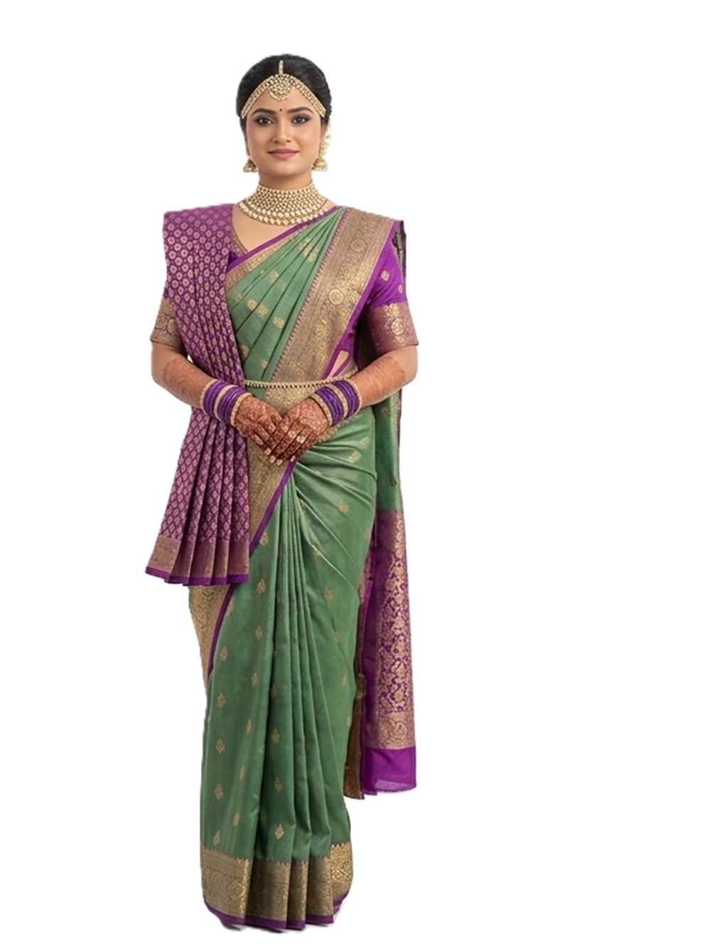 Shela For Bride Paithani Semi Silk. Purple