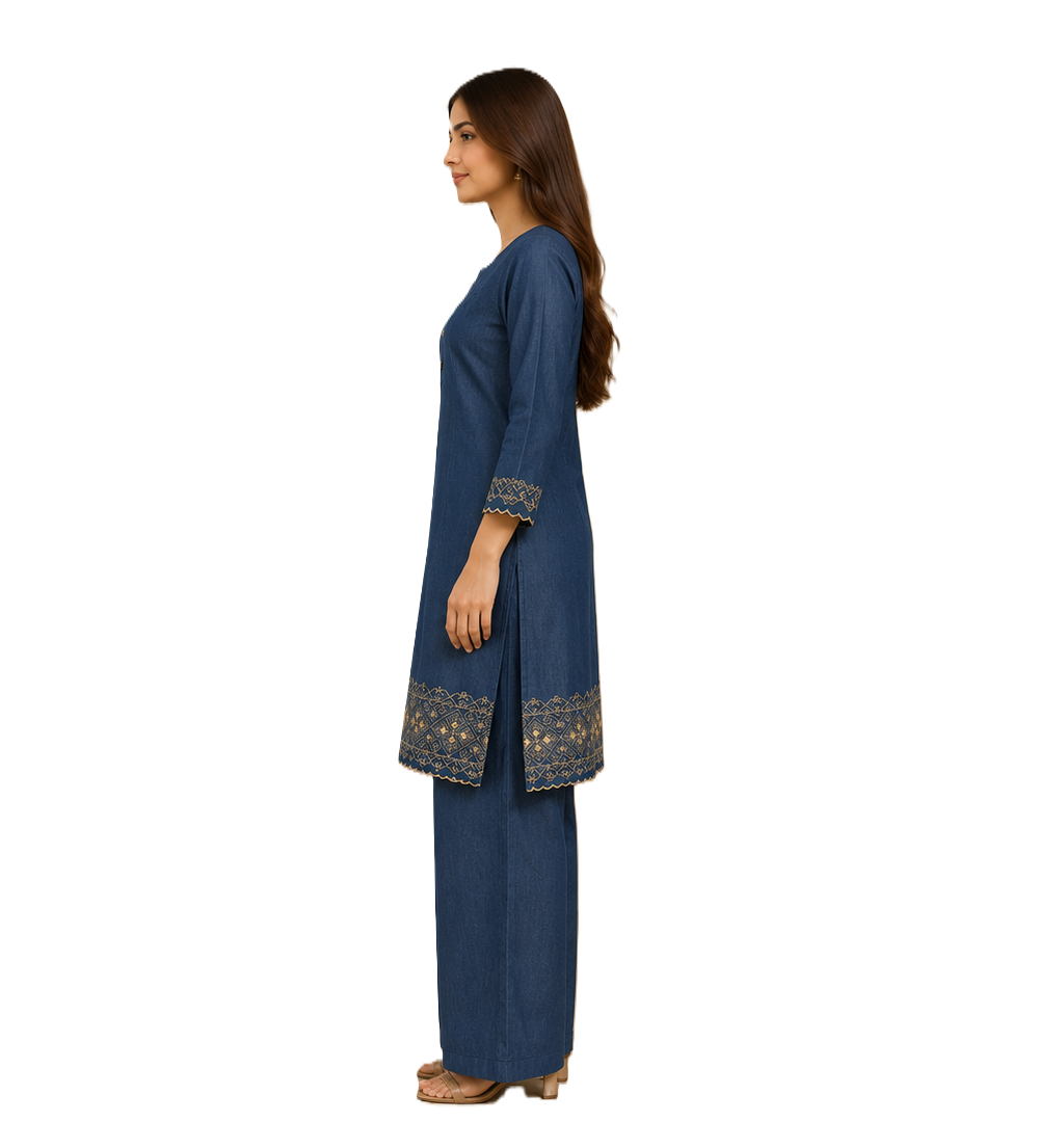 Cotton Denim Dress, co-ord Set for Women absolutely Comfortable Size M 40 inch chest
