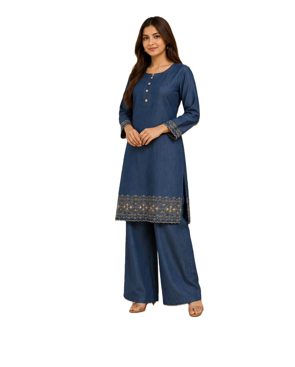 Cotton Denim Dress, co-ord Set for Women absolutely Comfortable Size M 40 inch chest