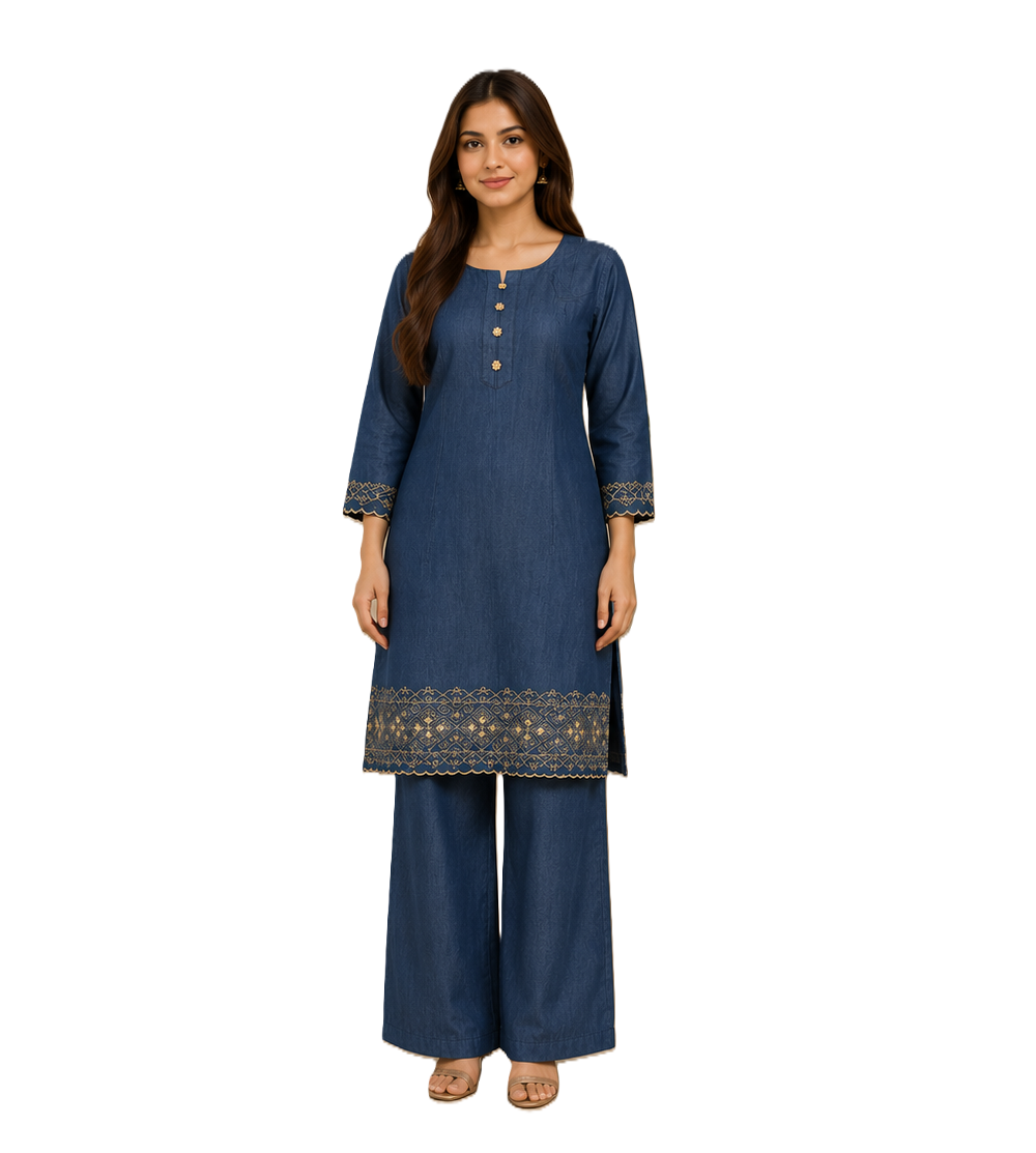 Cotton Denim Dress, co-ord Set for Women absolutely Comfortable Size M 40 inch chest