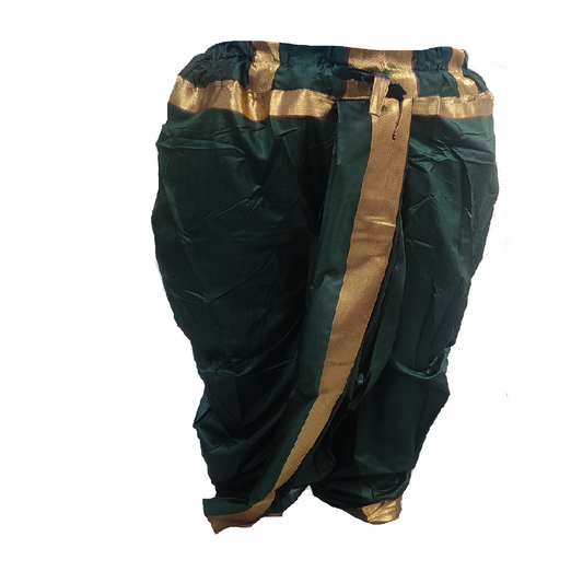 Dhoti for men ready to wear Best for Spiritual moments Bottle Green color, free size Art Silk