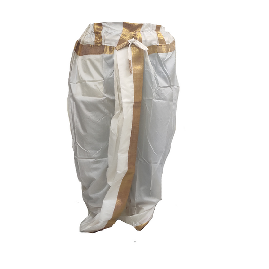 Dhoti for men ready to wear Best for Spiritual moments color Pearl white, free size Art Silk