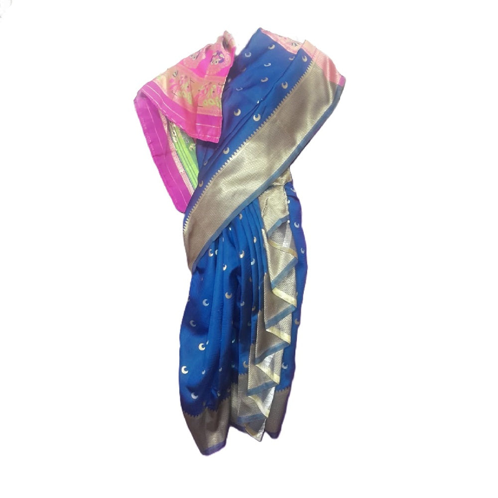 Girls nauvari saree for festivals Royal Blue - 27 Inch waist to ankle