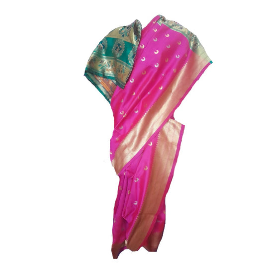 Girls nauvaari saree for weddings 2 sizes available Rani Pink colour