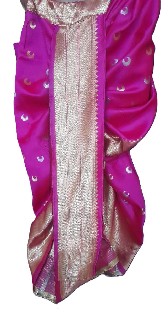 Girls nauvaari saree for weddings 2 sizes available Rani Pink colour