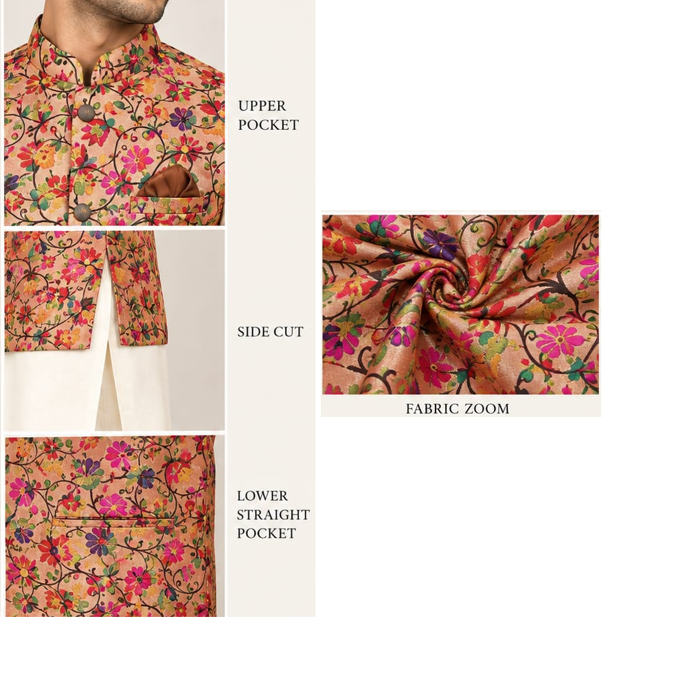 Paithani jacket for men multi colour delicate floral