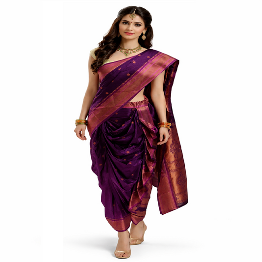 A nauvari sarees for women Wedding special -Plum