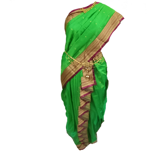 Nauvaari saree ready to wear festival collection Pista Green