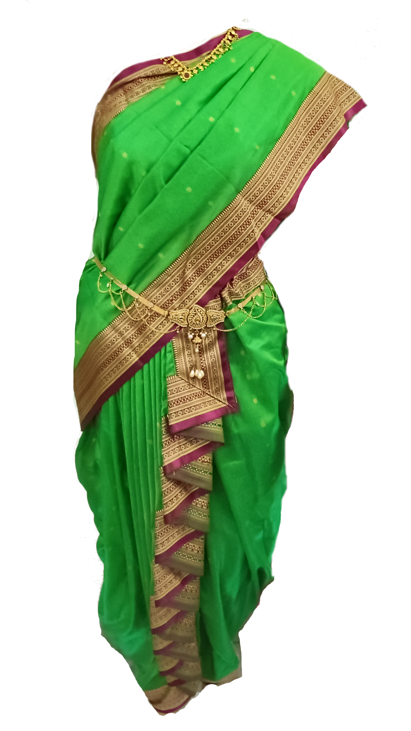 Nauvaari saree ready to wear festival collection Pista Green