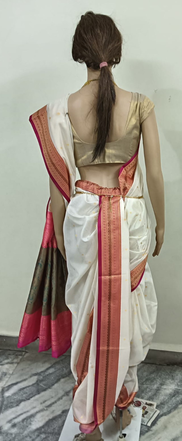 Nauvaari saree ready to wear festival collection White