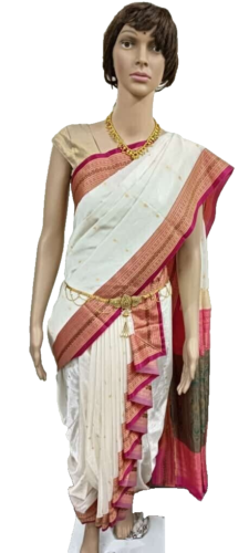 Nauvaari saree ready to wear festival collection White