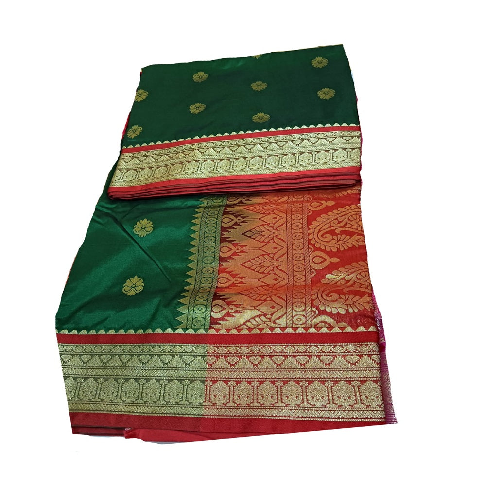 Nauvaari saree for wedding and festivals green Unstitched