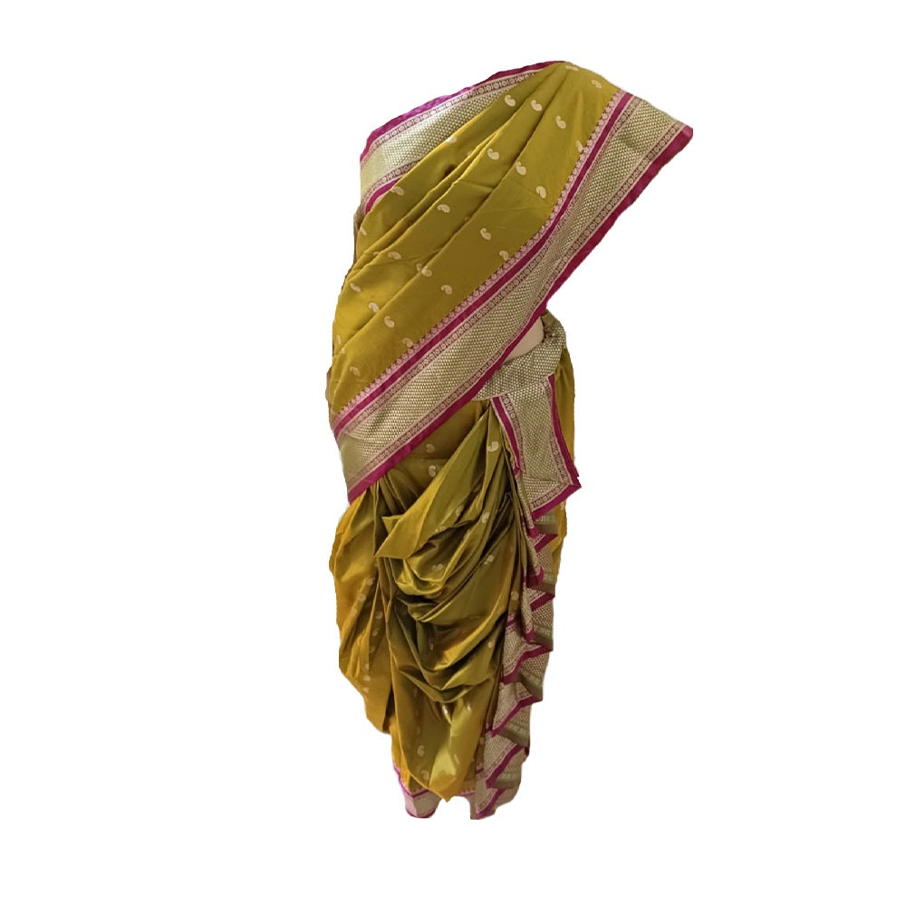 nauvaari sarees for women gauri ganpati special Mehandi colour