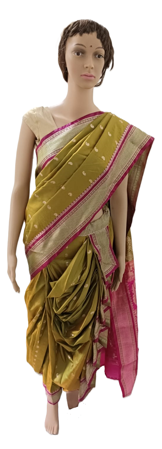 nauvaari sarees for women gauri ganpati special Mehandi colour