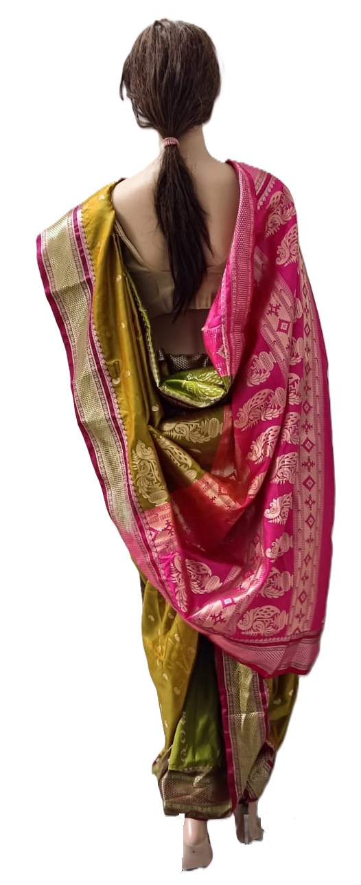 nauvaari sarees for women gauri ganpati special Mehandi colour