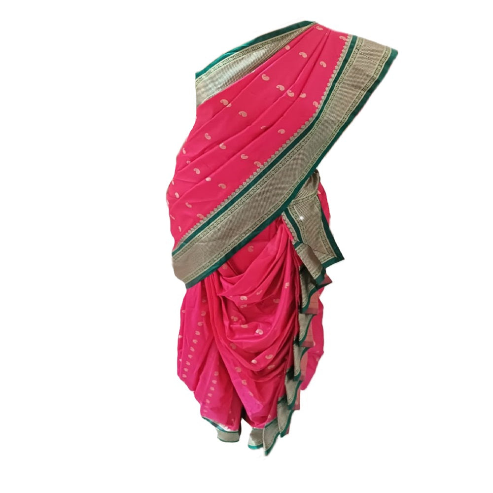 nauvaari sarees for women gauri ganpati special Rani Pink colour