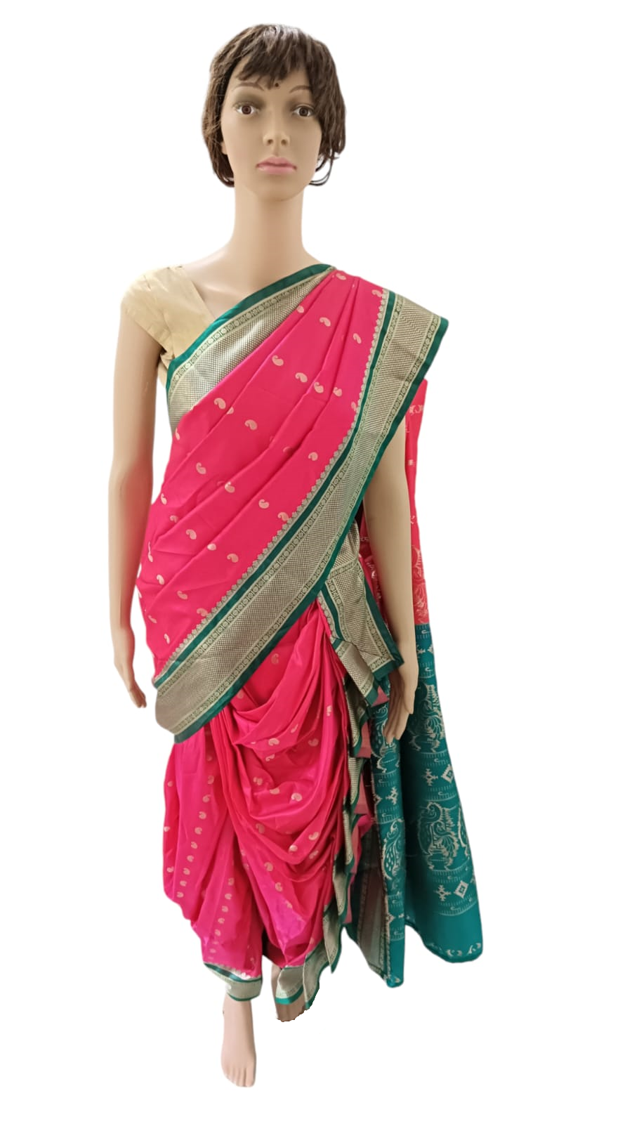 nauvaari sarees for women gauri ganpati special Rani Pink colour