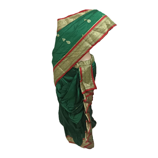 nauvaari sarees for women Wedding special Kanjivaram (Green) Shahi Peshvai