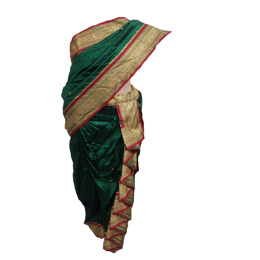 Nauvari saree for Women  With Blouse Piece Fresh and bright green Kanjivaram