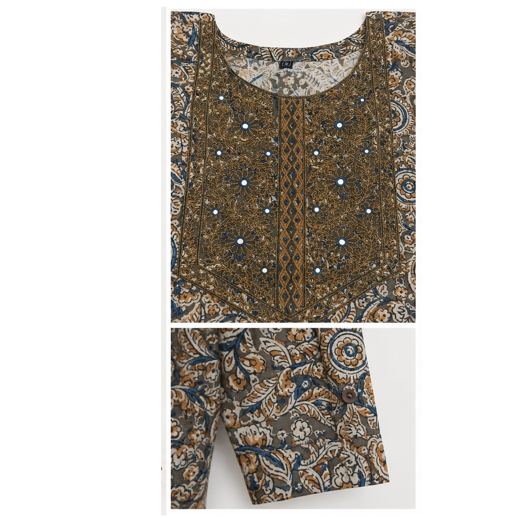 cotton kurtis for women kalamkari print Olive