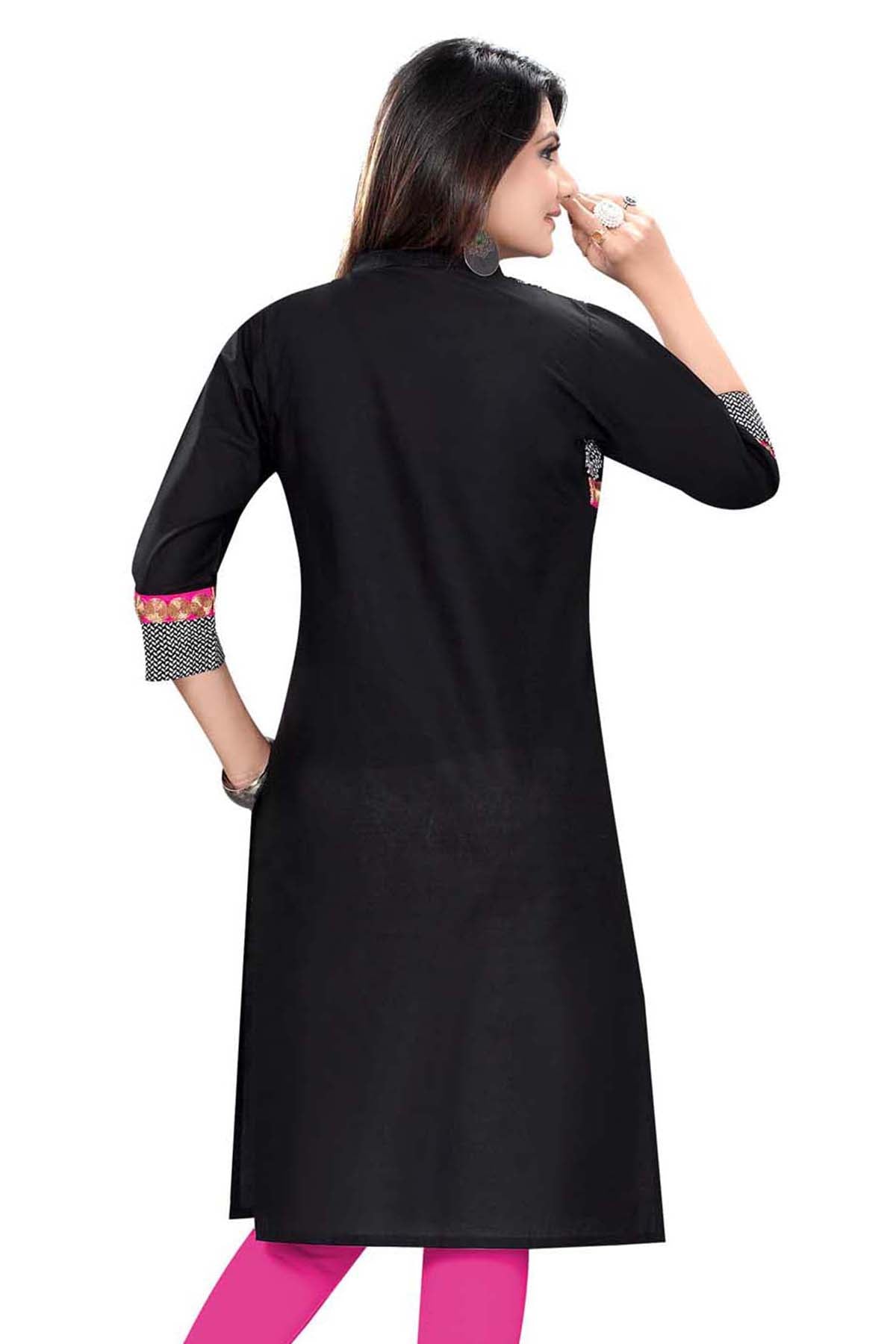 Cotton Black Kurti Sankranti Special