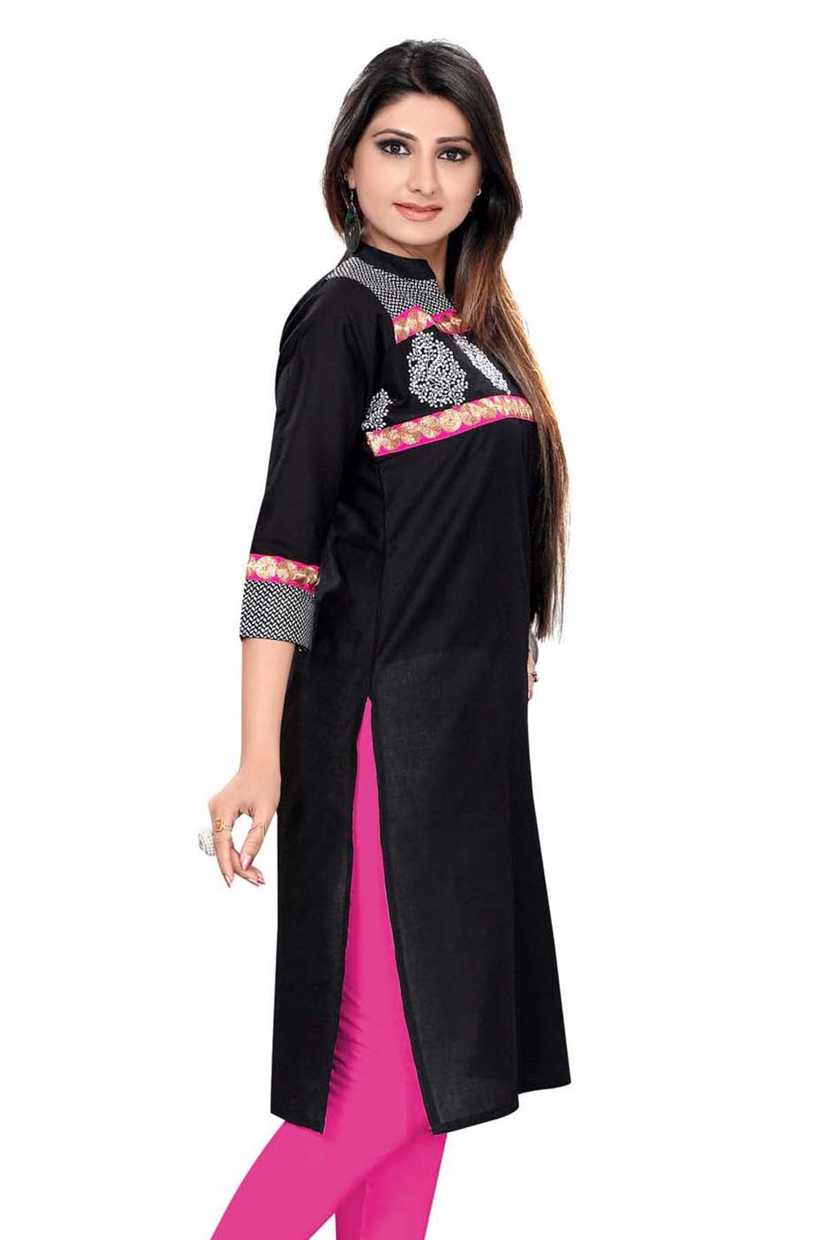 Cotton Black Kurti Sankranti Special