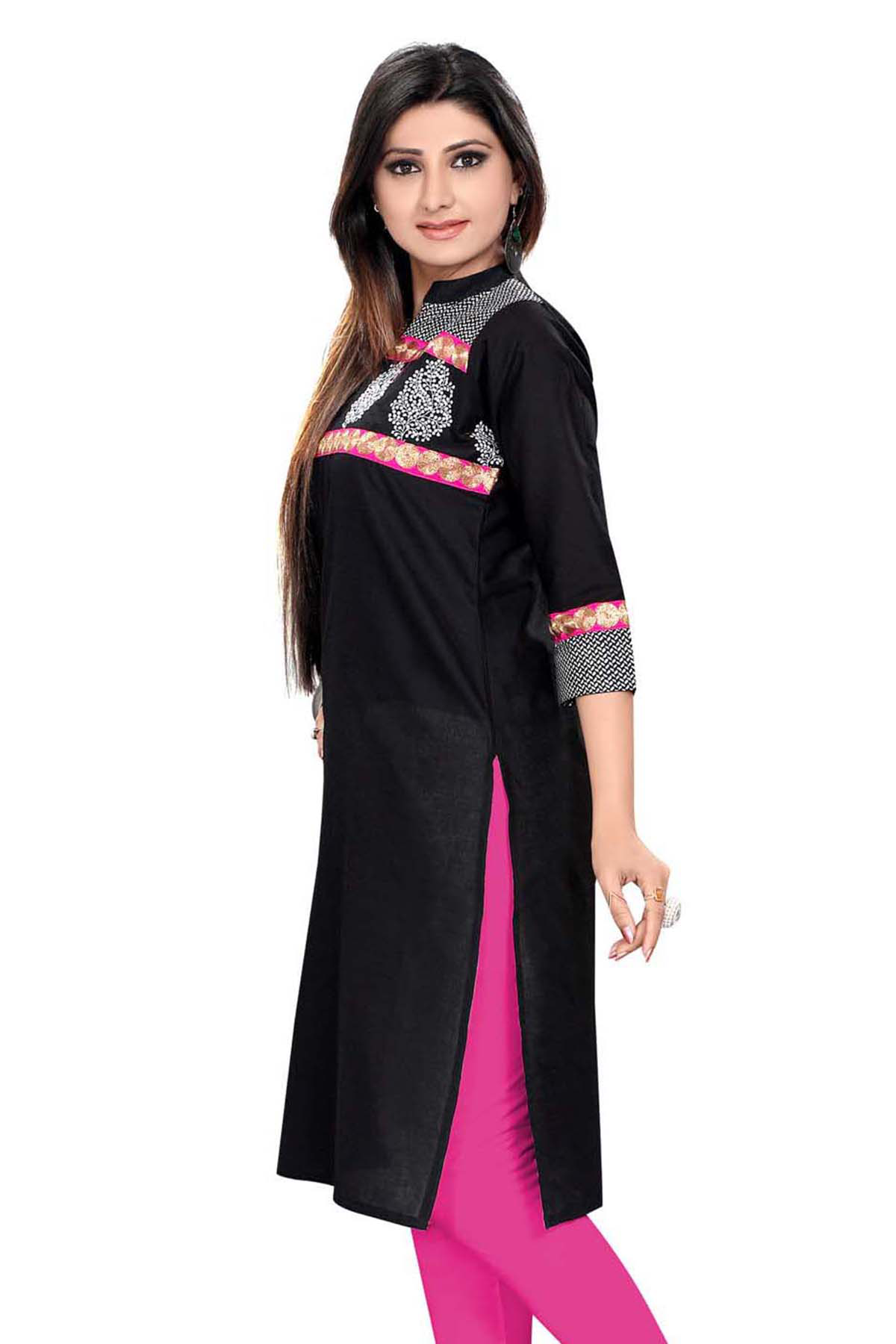 Cotton Black Kurti Sankranti Special