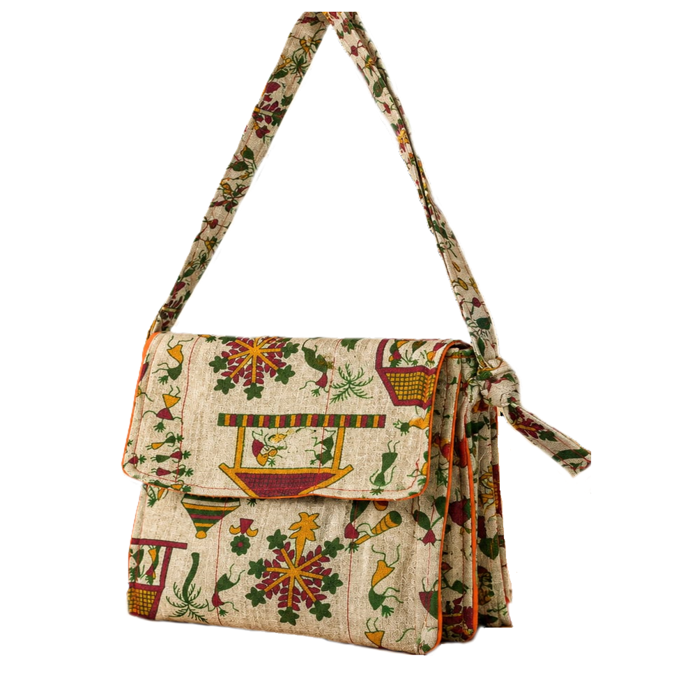 Sling purse, cotton traditional warli print