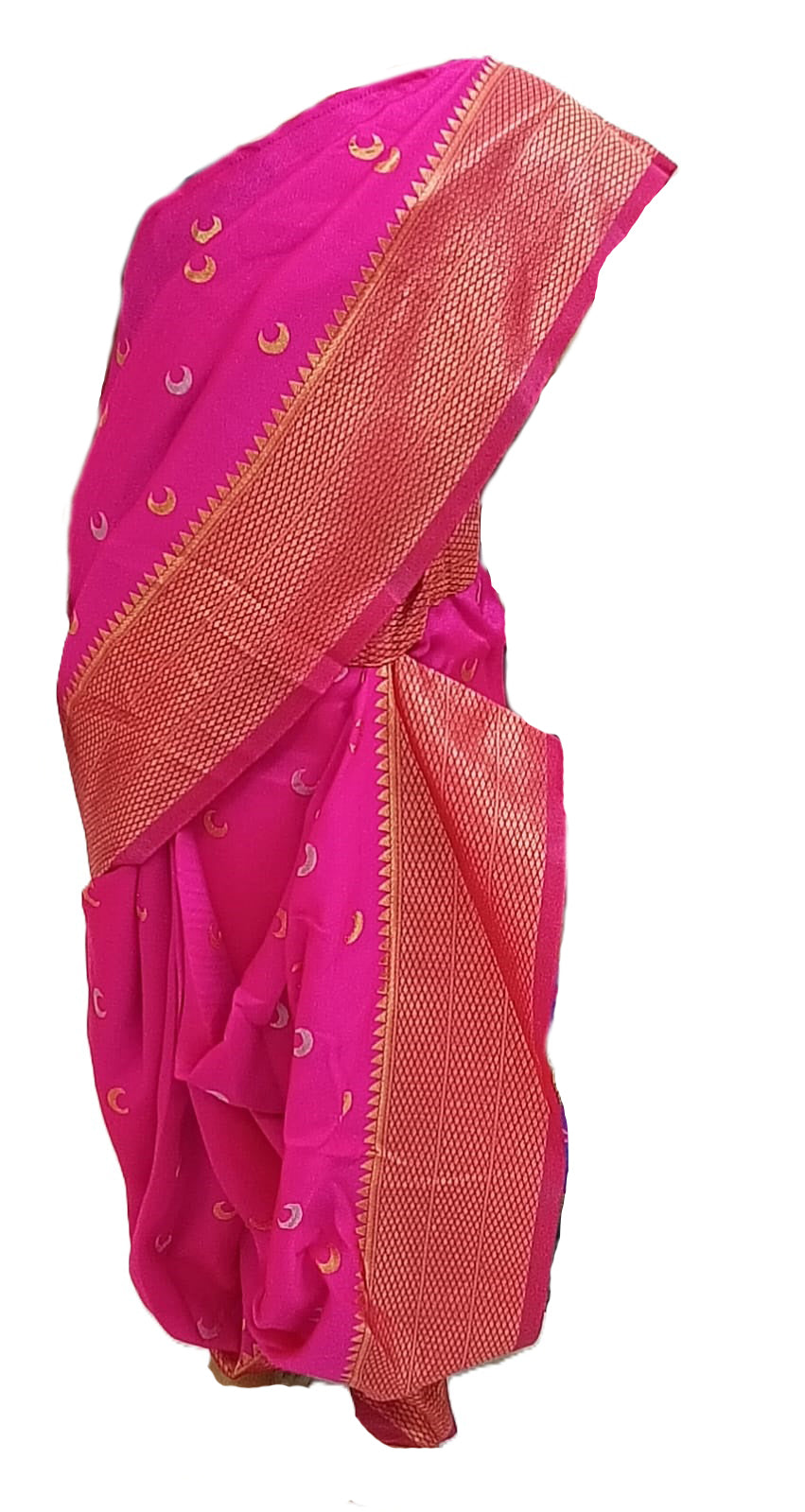 Nauvaari sari for girls birght pink