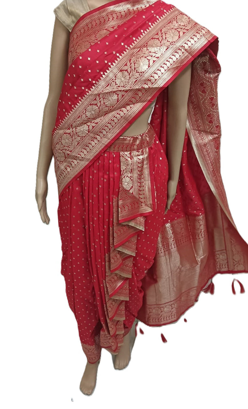 nauvaari sarees for women Wedding special Banarasi (Red)