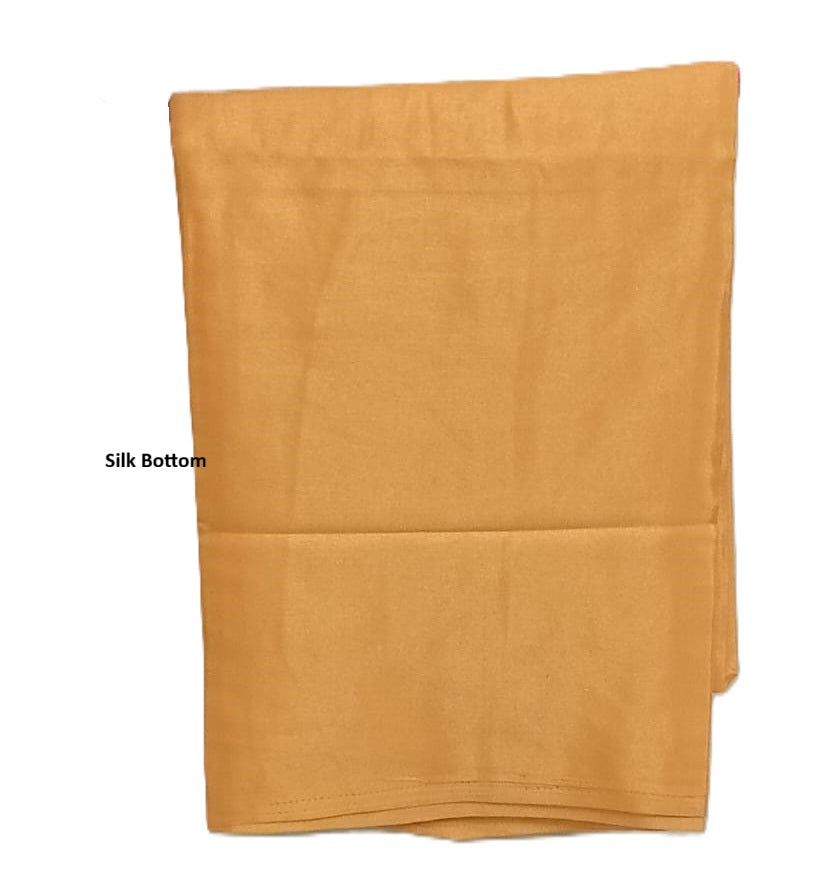 Kundan Work Chanderi Silk Dress Material Mango Yellow