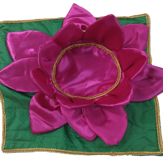 lotus Aasan Art silk for Laxmi Puja, Ganpati aasan, Pooja Aasan, (15 * 15 INCH)