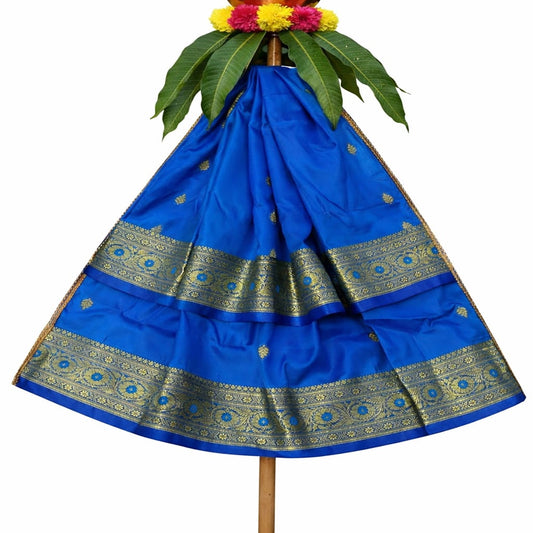 A Traditional gudi Vastra Banarasi Silk colour (Firosi) two layers