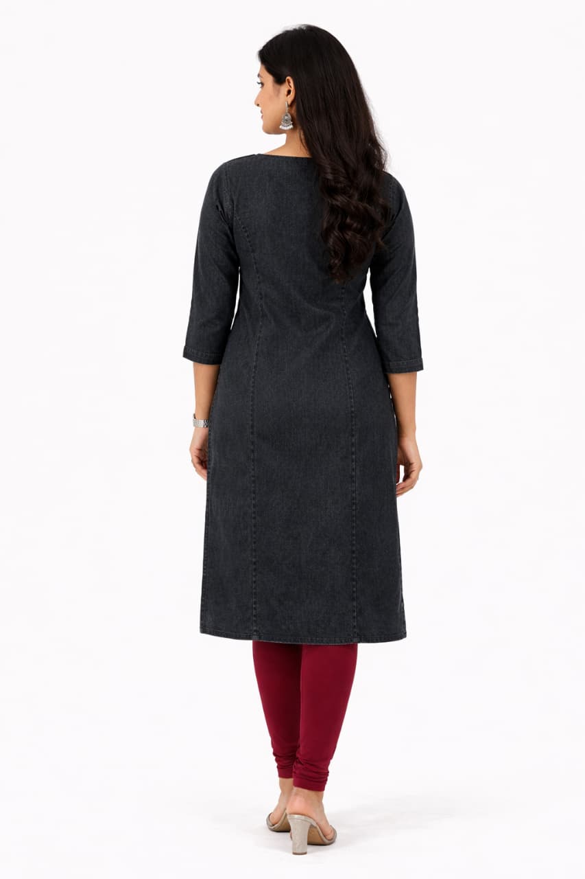 Carbon Black Denim Kurtis for Women