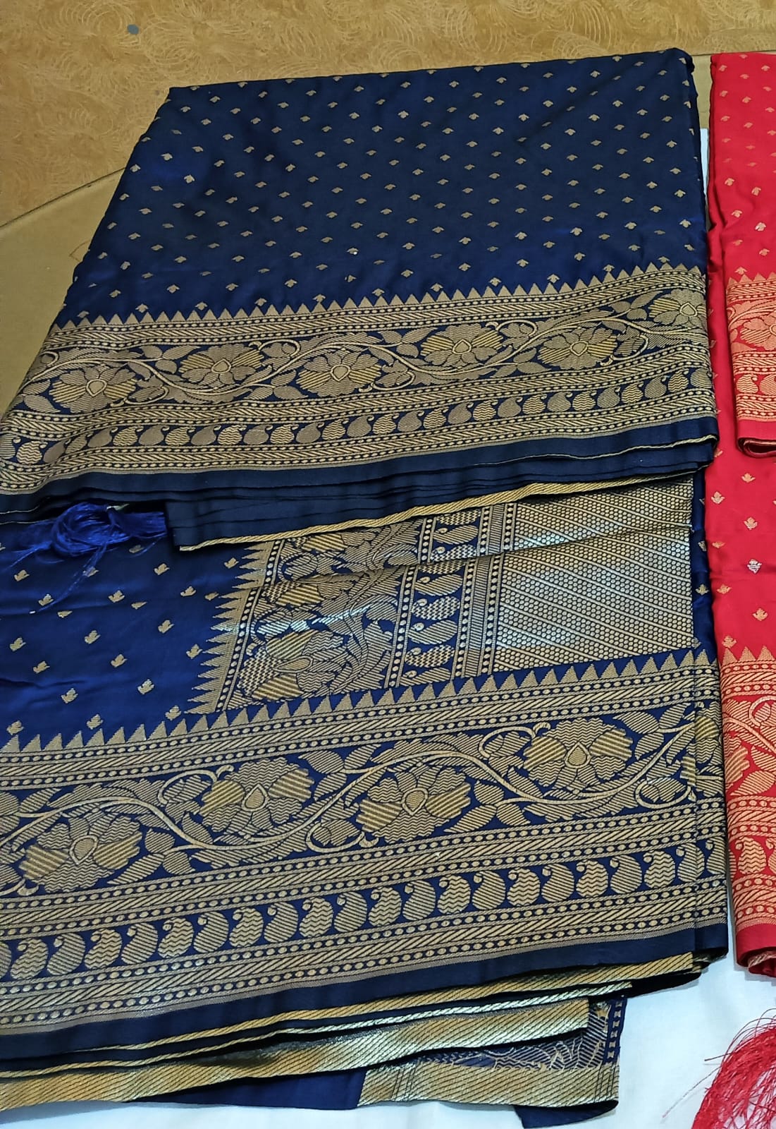 Nauvaari saree for wedding and festivals Banarasi Unstitched Bridal Collection Blue