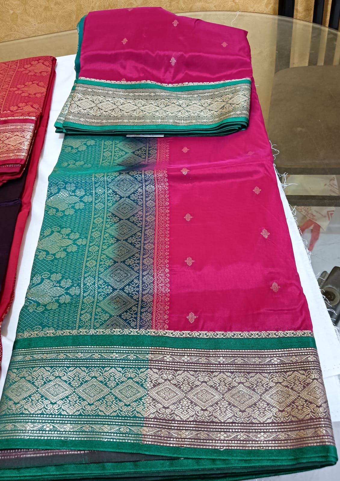 Nauvaari saree for wedding and festivals Pink Unstitched