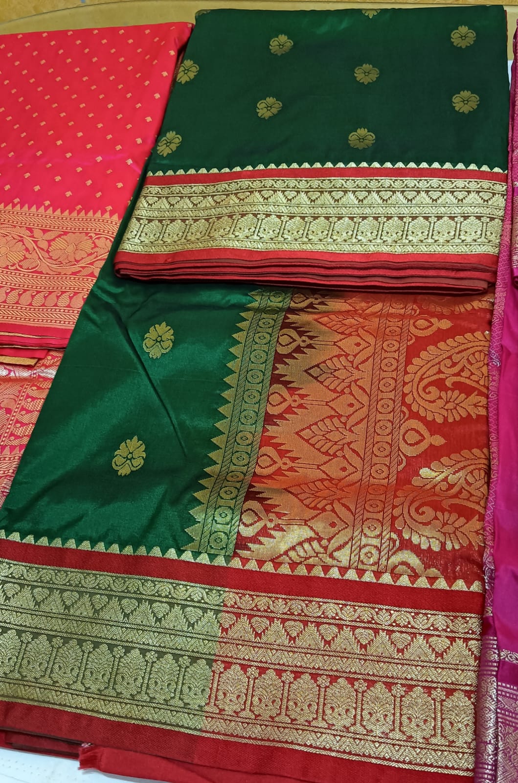 Nauvaari saree for wedding and festivals green Unstitched