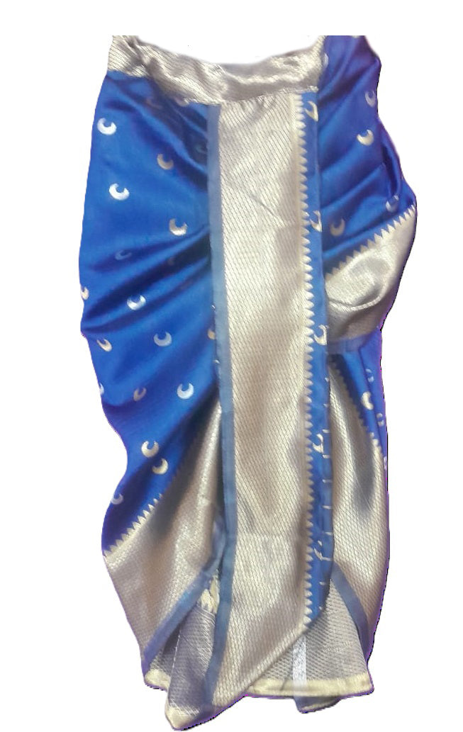 Girls nauvari saree for festivals Royal Blue - 27 Inch waist to ankle