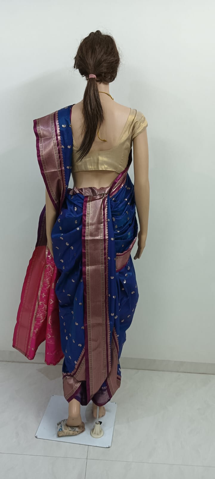 nauvaari sarees for women Gauri Ganpati Special - Maau Silk Blue dhup chav
