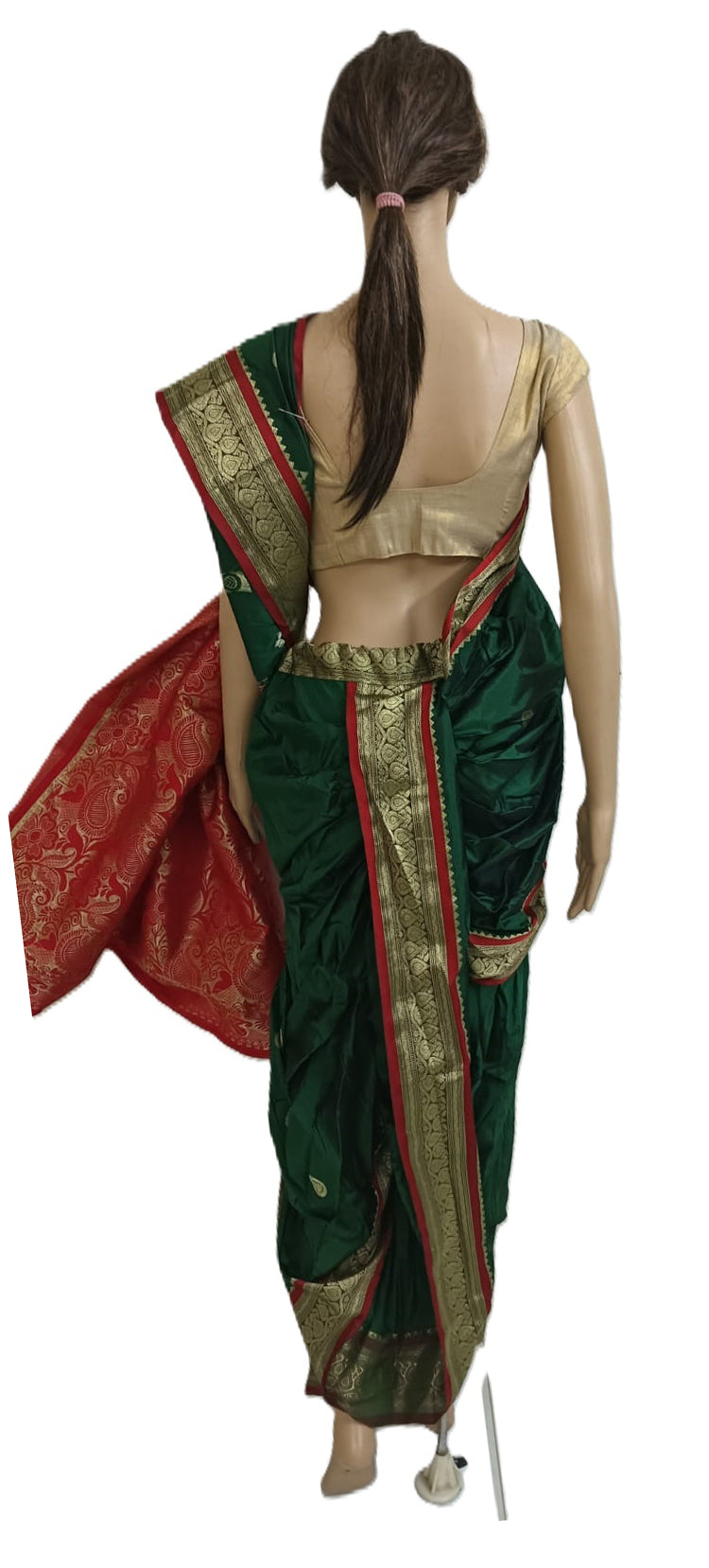 nauvaari sarees for women Wedding special Kanjivaram (Green) Shahi Peshvai