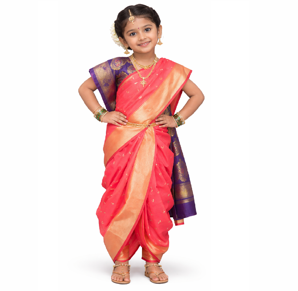 Girls nauvari saree wedding collection Pink