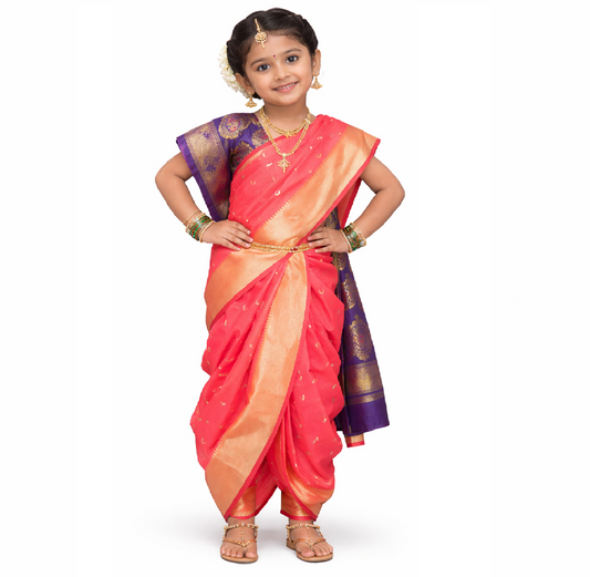Girls nauvari saree wedding collection Pink