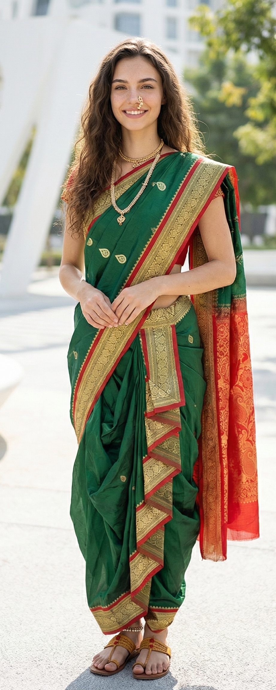 nauvaari sarees for women Wedding special Kanjivaram (Green) Shahi Peshvai