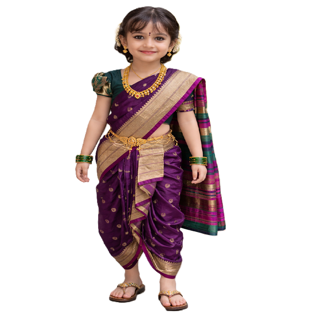 girls nauvari sari for festivals, wedding collection