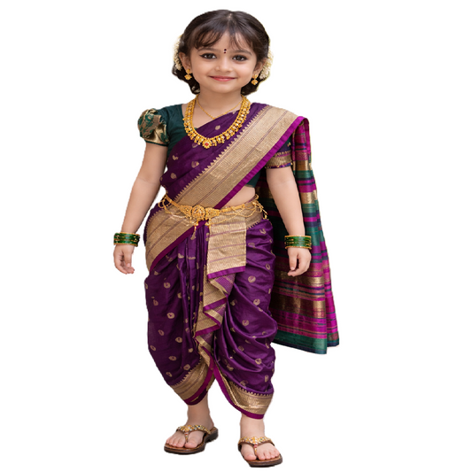 girls nauvari sari for festivals, wedding collection