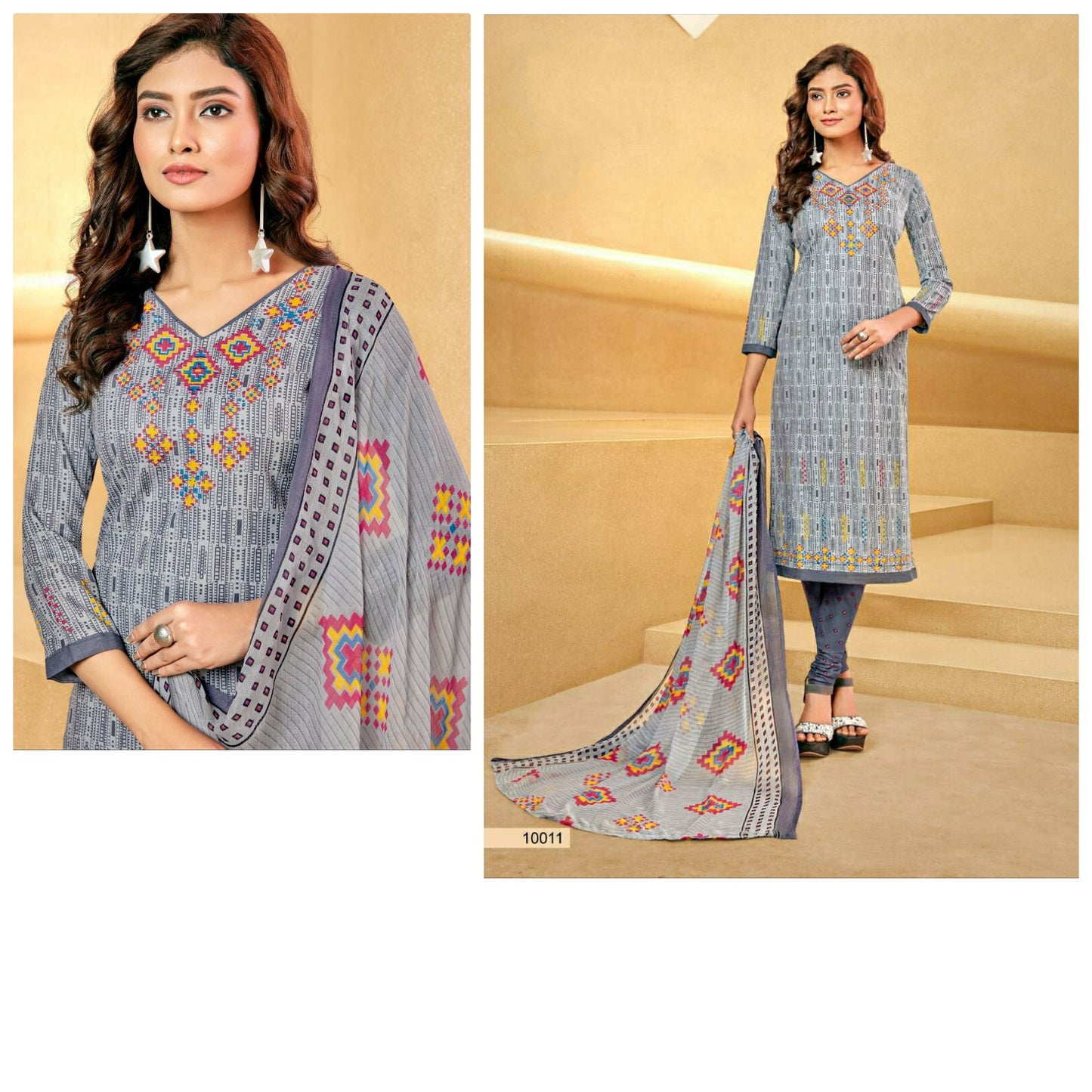 Cotton dress material printed daily wear