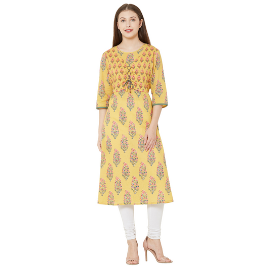 Jaipuri Cotton A-Line (Semi Anarkali) Kurti for Women